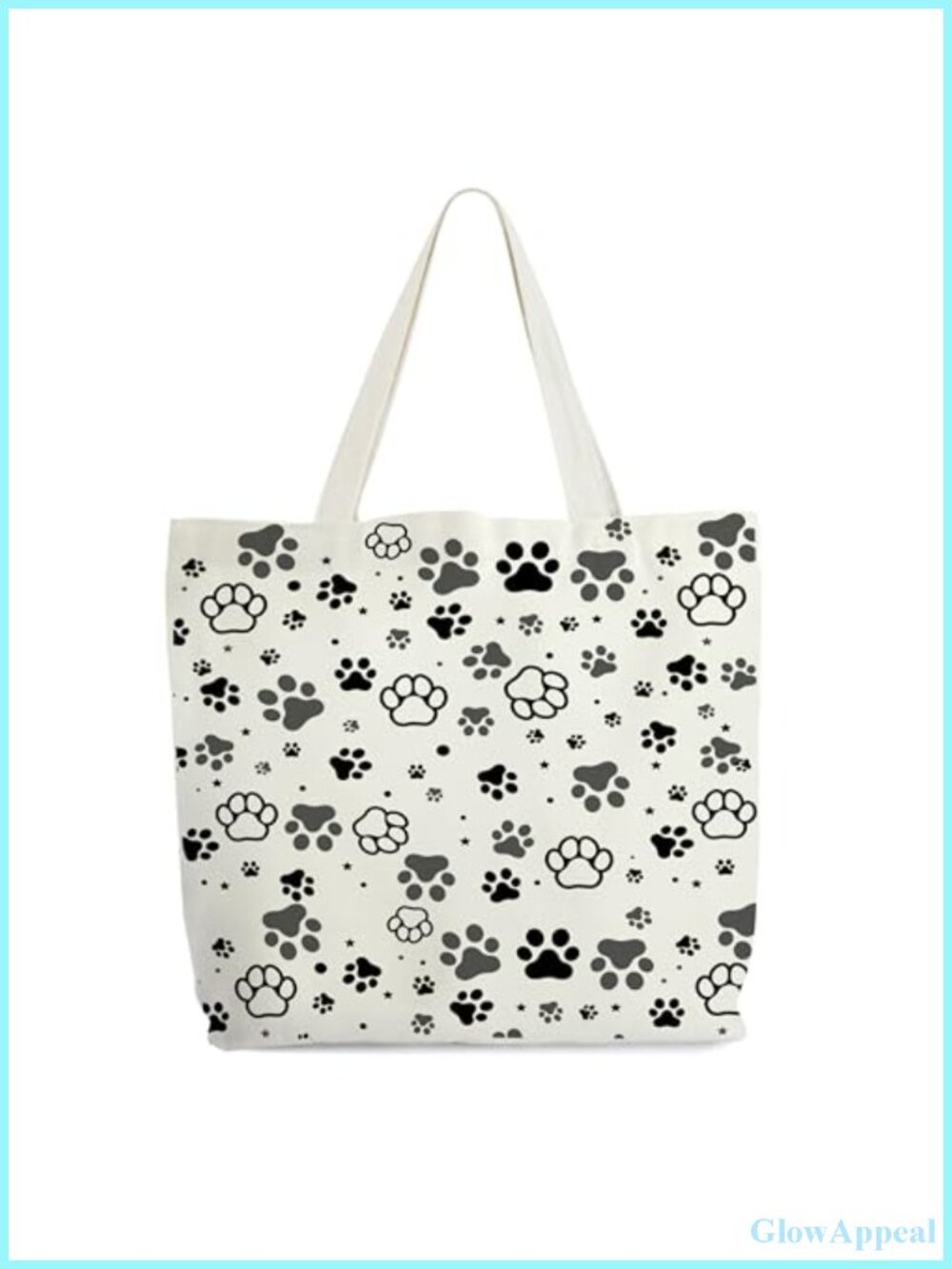 Canvas Pet Tote for Women, Dog Lover Gift, Paw Print Library Book Bag